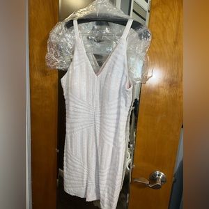 white and nude homecoming dress
